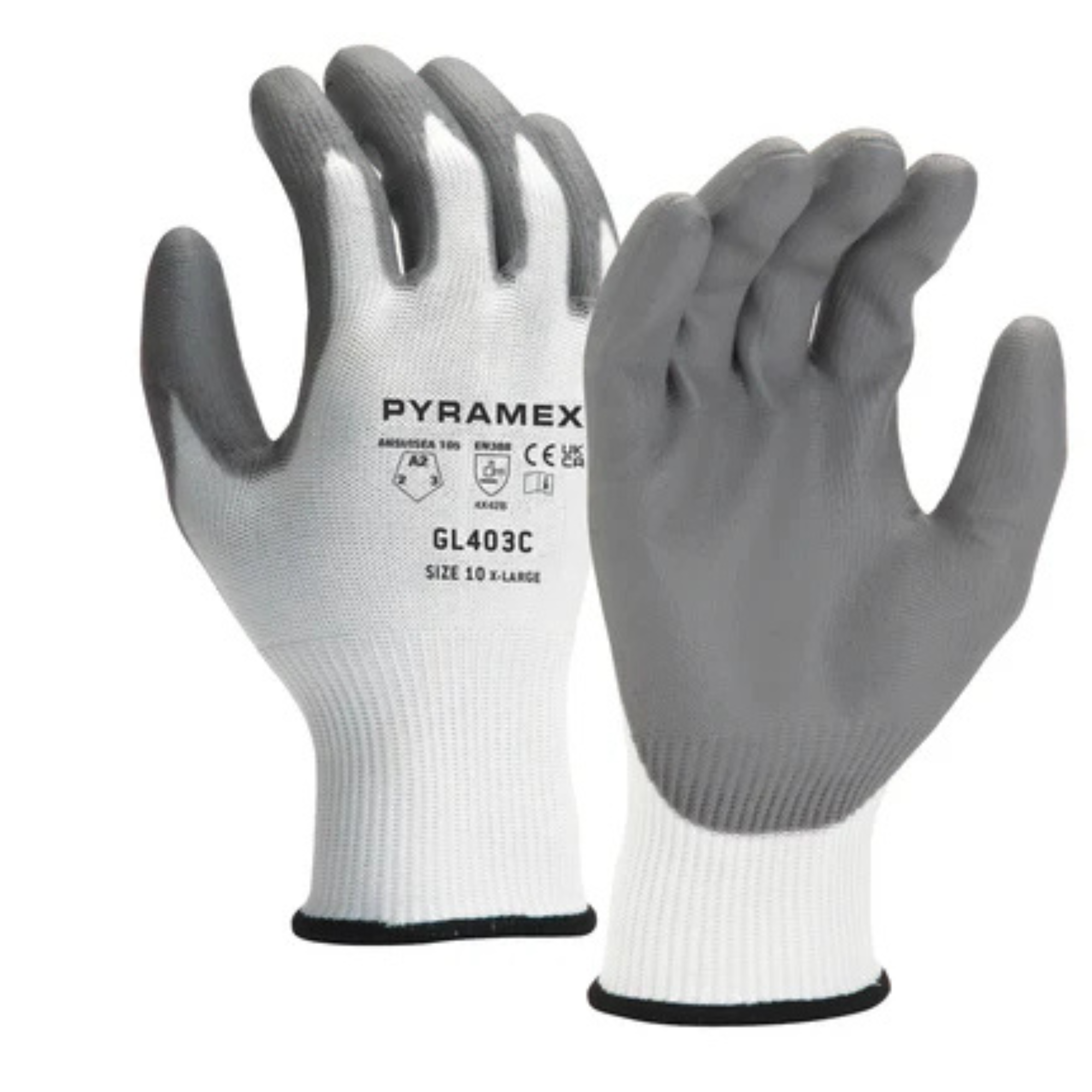 Pyramex GL403C Polyurethane A2 Cut-Resistant Seamless Knit Glove from GME Supply